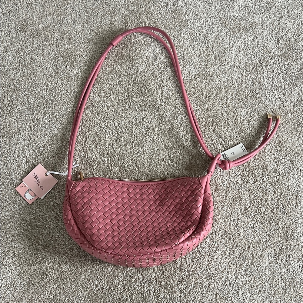 Anthropologie pink medium purse crossbody shoulder bag woven purse NEW